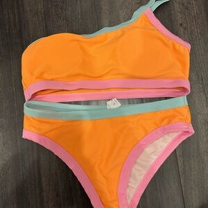 Colorful One-Shoulder Bikini Set